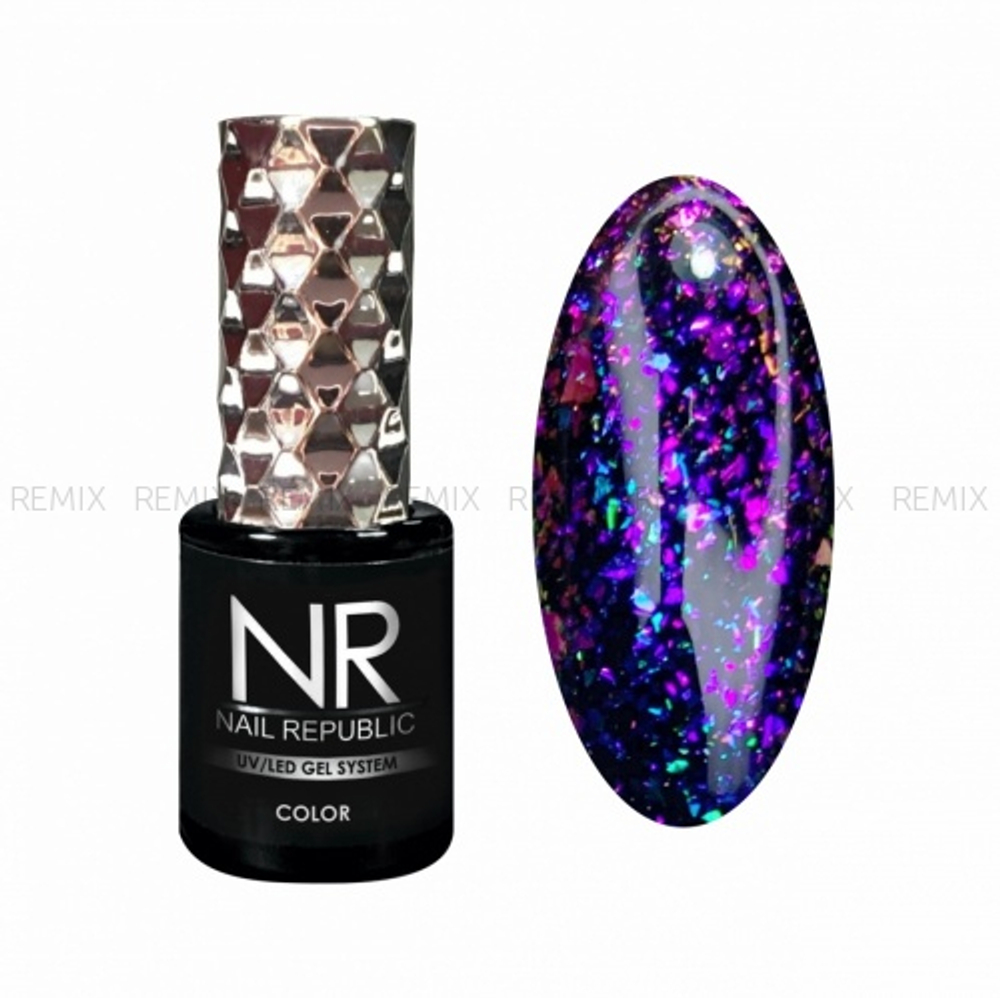 NR Гель-лак GALAXY 6 с хлопьями, Blue (10 мл)