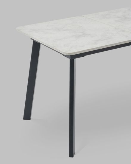 Стол Batu new 120-160/80/76 столешница ЛМДФ ароза светлая подстолье металл черный