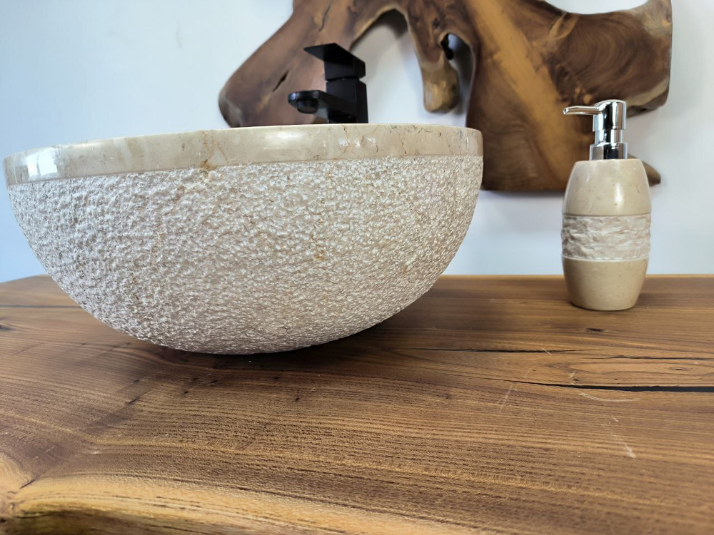 Раковина из мрамора Bowl Cream Dotted BM-65736 40х40х17 из натурального камня