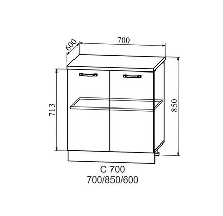 Корпус Шкаф нижний 850*700 (С 700) (серый), ДСВ Мебель
