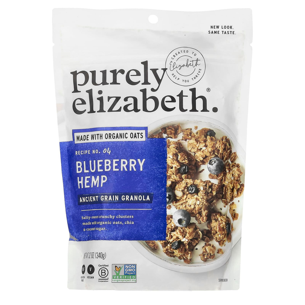 Purely Elizabeth, Ancient Grain Granola, черника и конопля, 340 г (12 унций)