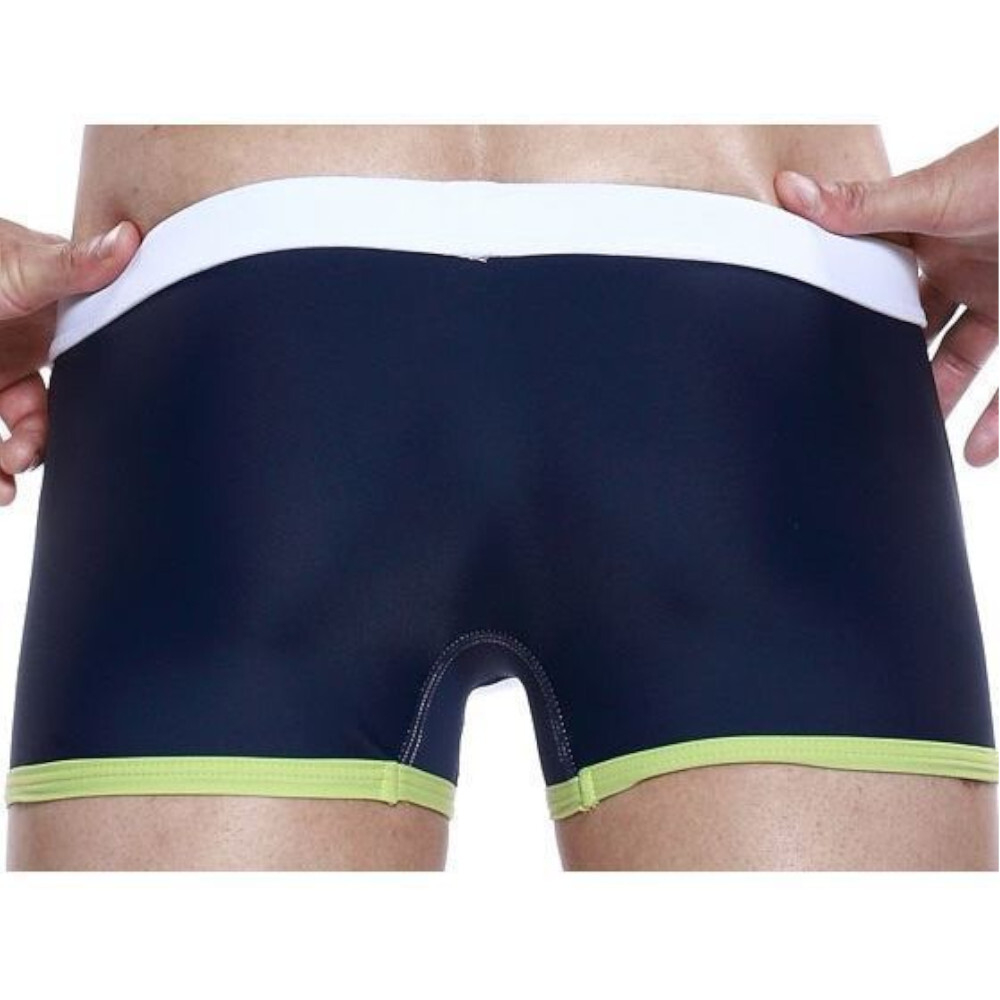 Мужские плавки боксеры белые с синим Seobean Surf Swim Boxers