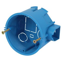 Коробка установочная ЭРА KUTS-68-45-blue синяя 68х45мм для твердых стен саморезы стыковочные узлы IP20 | Коробки монтажные установочные для твердых стен
