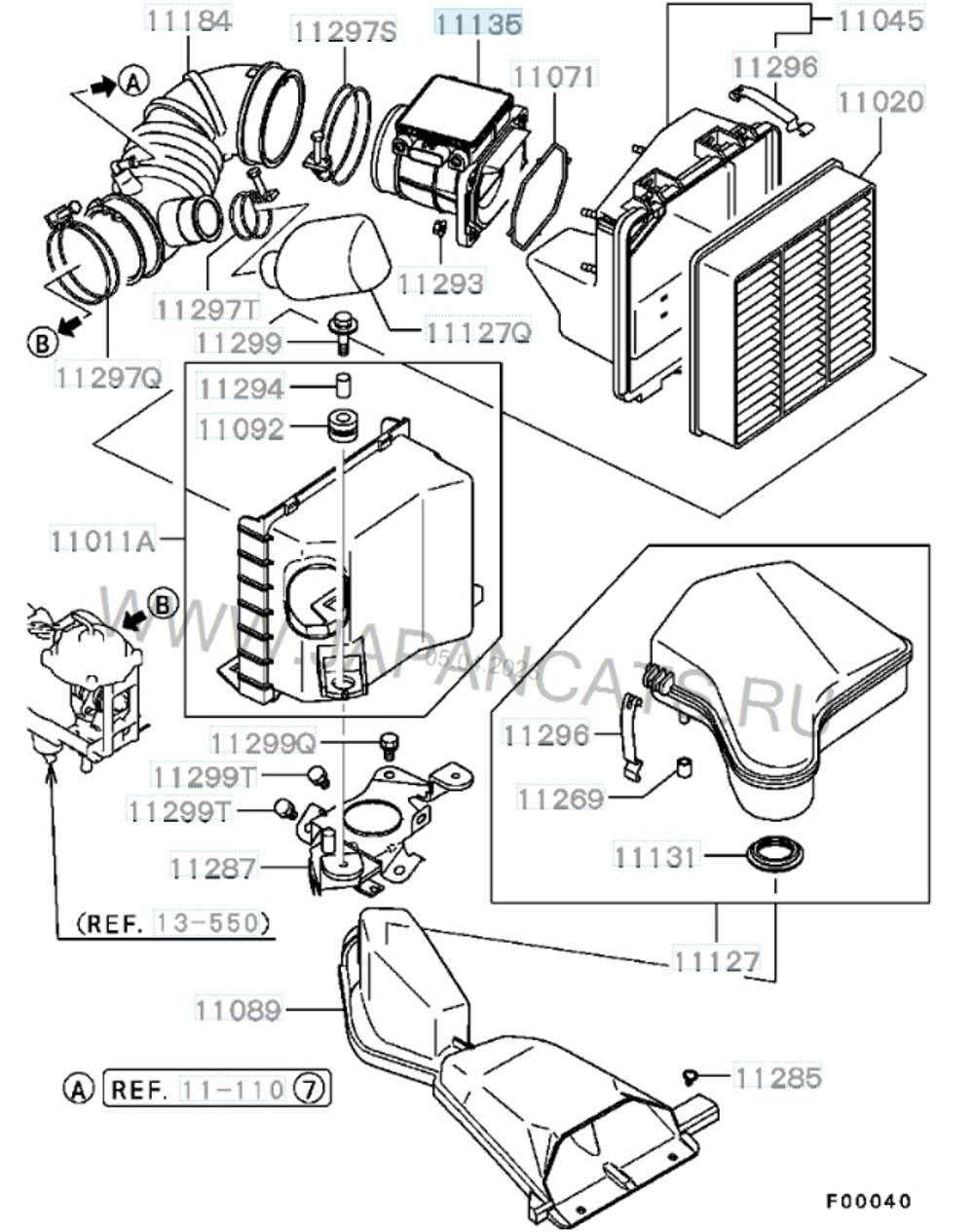 Датчик массового расхода воздуха ДМРВ Mitsubishi Pajero / Outlander / RVLT-MD336501