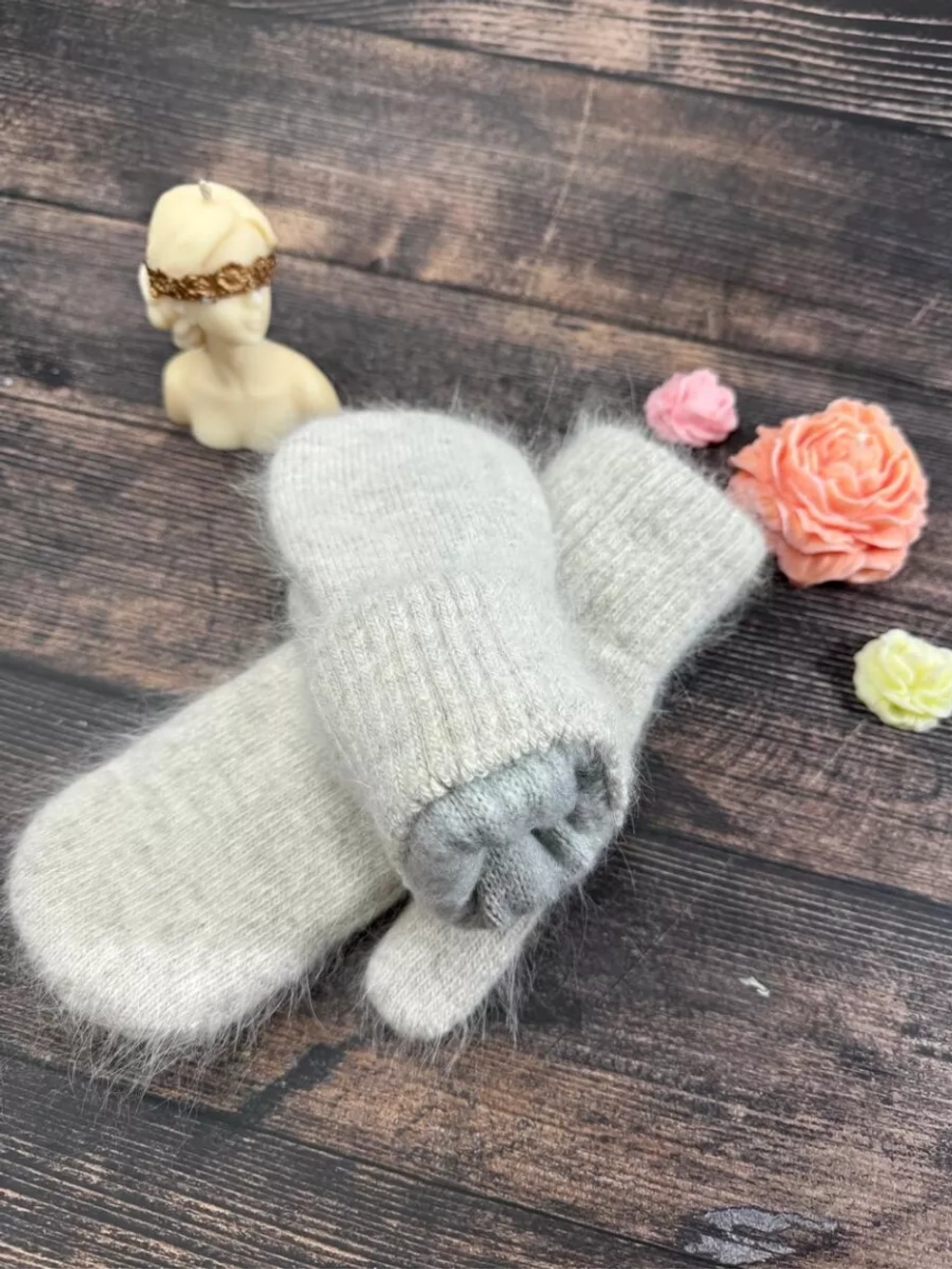 Варежки зимние теплые пушистые ангора