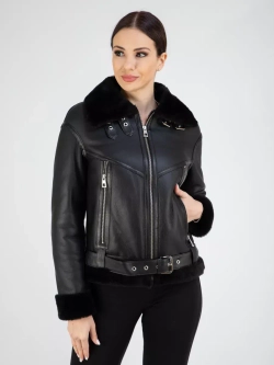 Дубленка зимняя натуральная короткая пилот авиатор