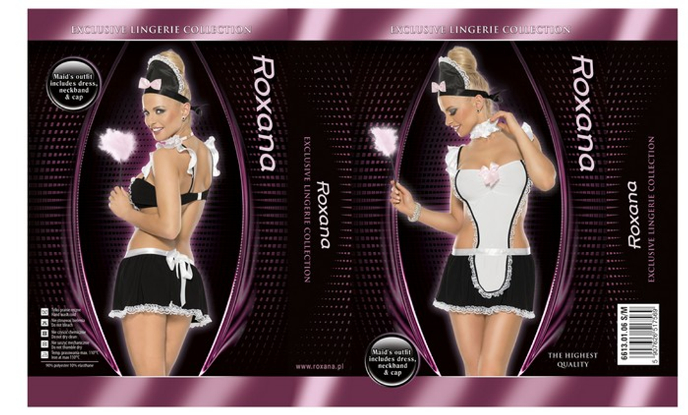 Костюм застенчивой горничной из 3 предметов (Размер: XL-XXL) (Цвет: черный с белым)