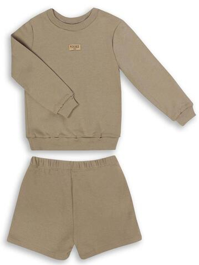 Костюм для девочек (свитшот, шорты) серый, р.110 (MINAKU)