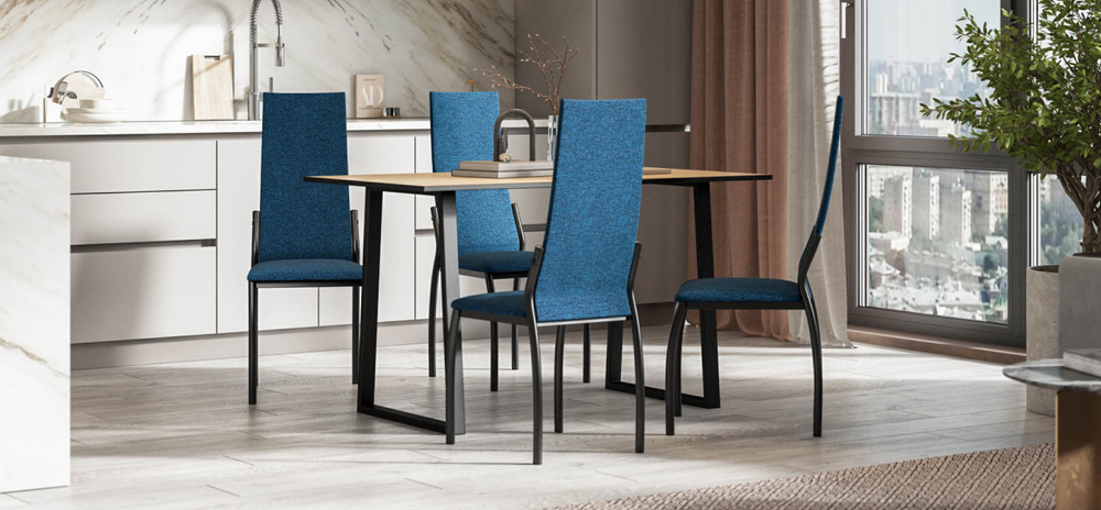 Стул Асти 2 шт рогожка Мальмо синий К, черный