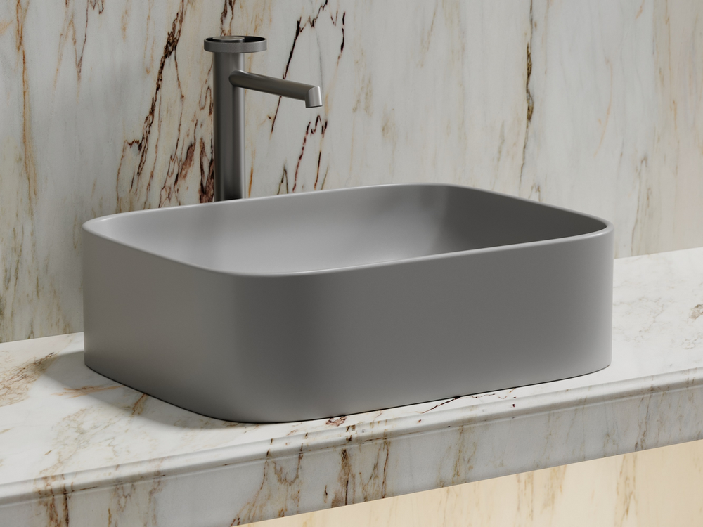 Умывальник чаша накладная прямоугольная (цвет Серый Матовый) Element 505x380x150мм