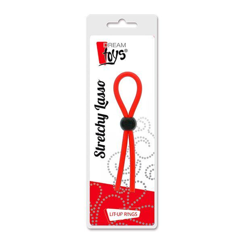 Красное эрекционное лассо с одной бусинкой-утяжкой Stretchy Lasso