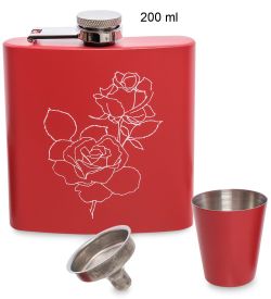 GT-74 Подарочный набор фляжка 200 мл со стопкой «Роза»