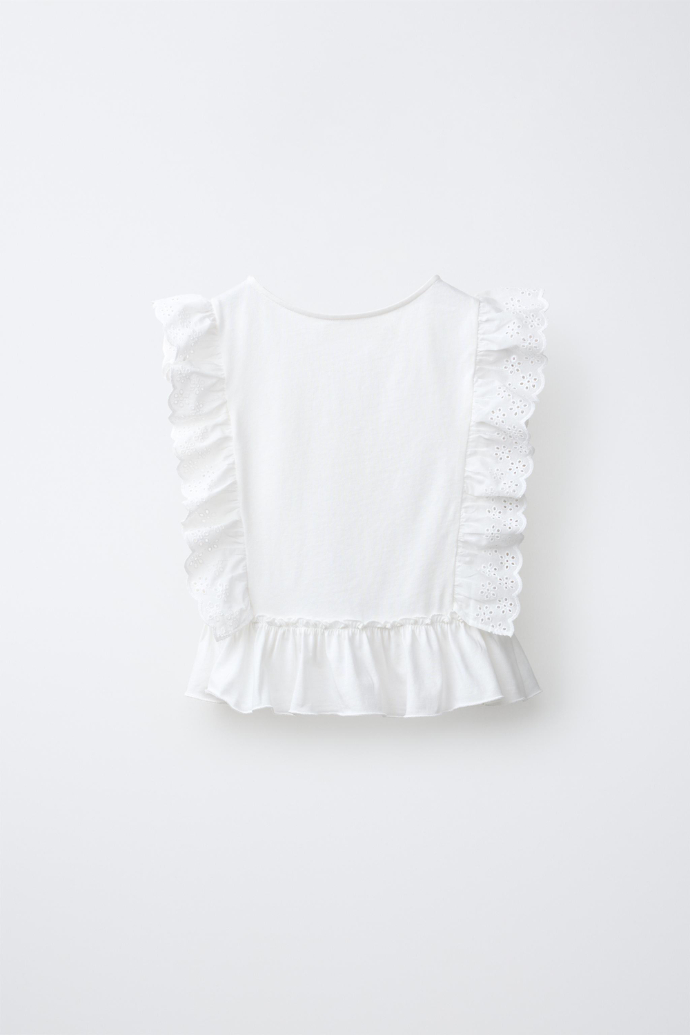 ZARA ФУТБОЛКА С ВЫШИВКОЙ, БЕЛЫЙ