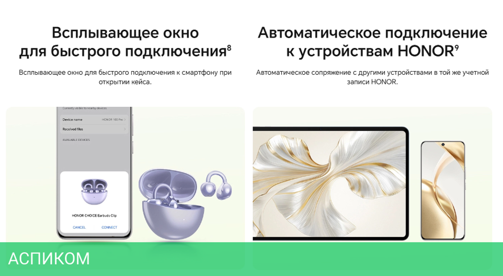 Наушники Honor Choice Earbuds Clip MAK-ME00 Black (5504ABYC)