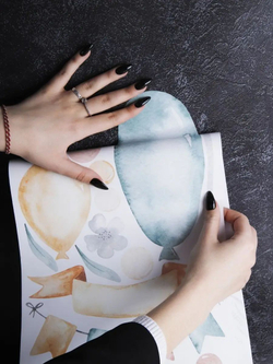 Интерьерные виниловые наклейки большие воздушные шары на стены в детскую, дома, облака, пейзаж