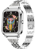 Смарт часы PARASMART Asteria i68 (блочный браслет со стразами, серебристый)