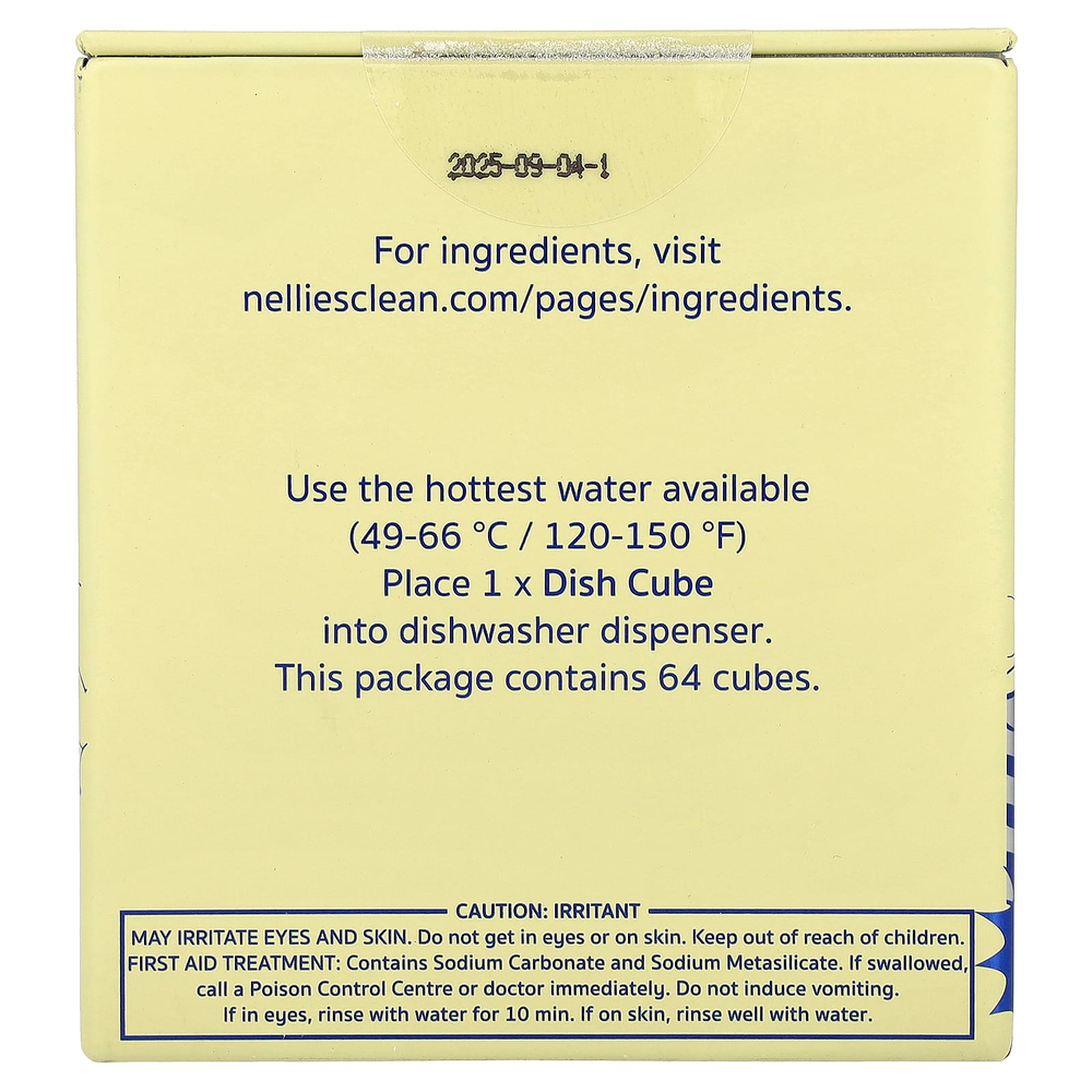 Nellie's, Dish Cubes, средство для мытья посуды без пластика, без отдушки, 64 загрузок, 1,09 кг (38,4 унции)