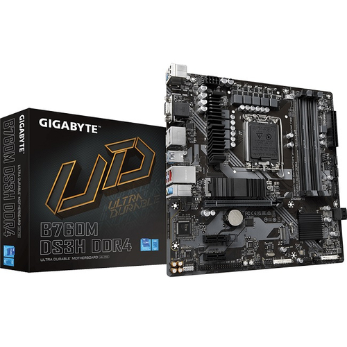 Материнская плата GIGABYTE B760 DS3H DDR4  (LGA1700/B760/4xDDR4/5xPCI-Ex16/2xM.2/SB7.1/GLAN/DP/HDMI/ATX)