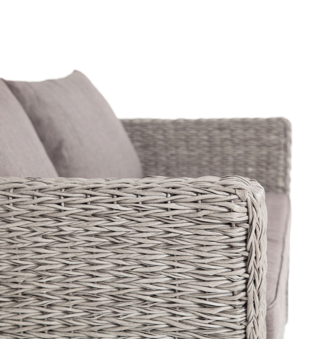 "Капучино" диван из искусственного ротанга (гиацинт) двухместный, цвет серый