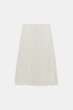 ZARA ПЛИССИРОВАННАЯ ЮБКА МИДИ — ZW COLLECTION, СВЕТЛО-СЕРЫЙ