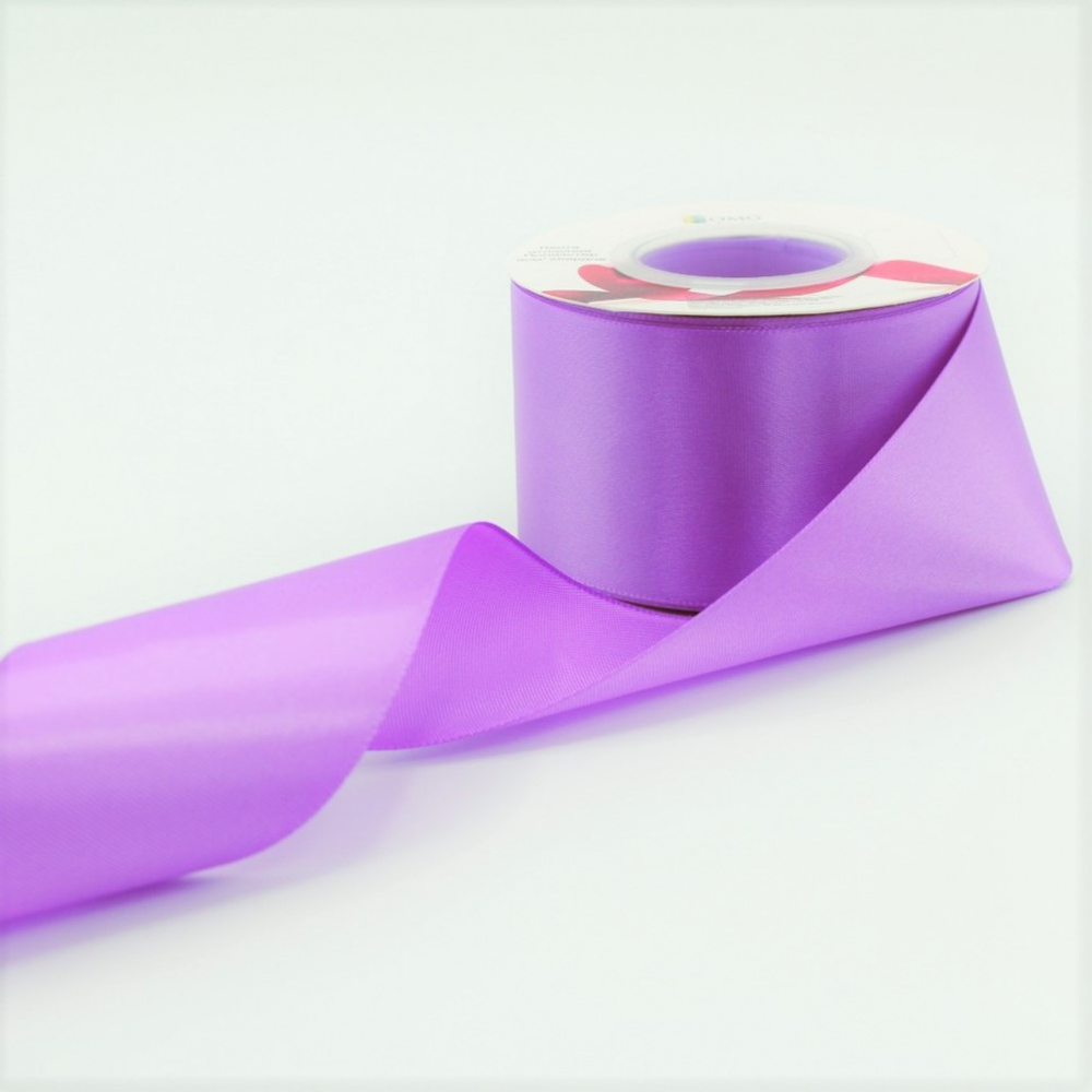 Лента Атласная 5см х 28м Полиэстер класс А (Фиолетовый)
