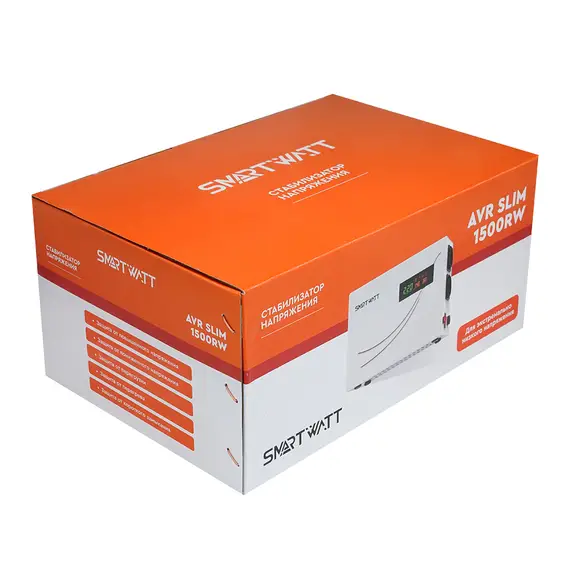Настенный стабилизатор напряжения 1500 Вт SMARTWATT AVR SLIM 1500RW
