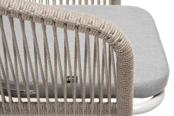 "Марсель" стул плетеный из роупа, каркас алюминий светло-серый (RAL7035) муар, роуп серый меланж круглый, ткань светло-серая