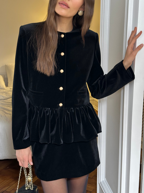 Юбка из бархата мини черная