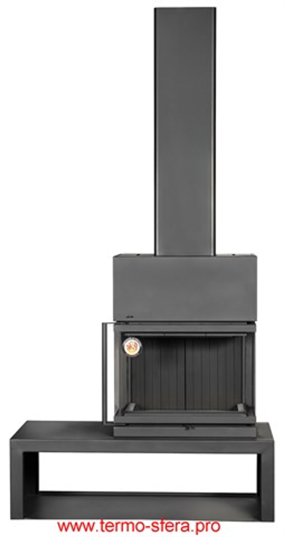 Камин МАДРИД на дровнике Гигант справа черный шамот подовый