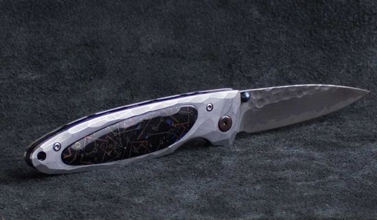 Складной нож Mcusta Platinum label Sоkо Blue MCPV-002 c клинком из стали VG-10, рукоять Corian / Damasteel