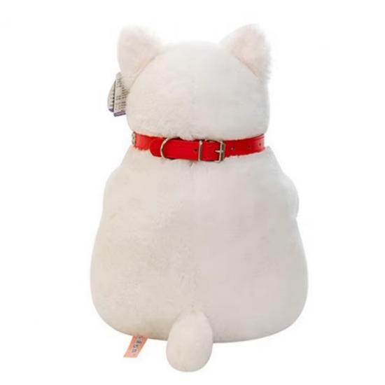 Мягкая игрушка Белая собачка с ошейником, 35см