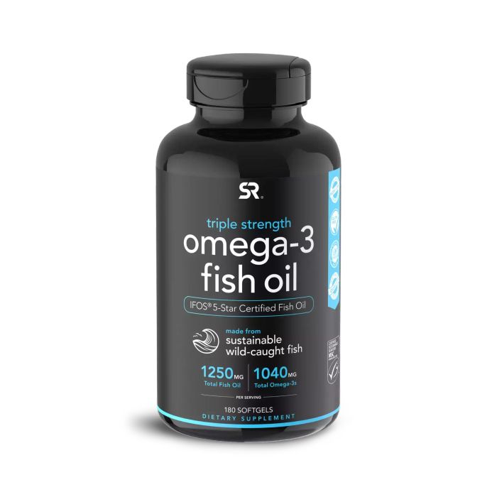 Omega-3 Fish Oil 1250 мг, Рыбий жир с Омега-3, Sports Research (180 капсул)