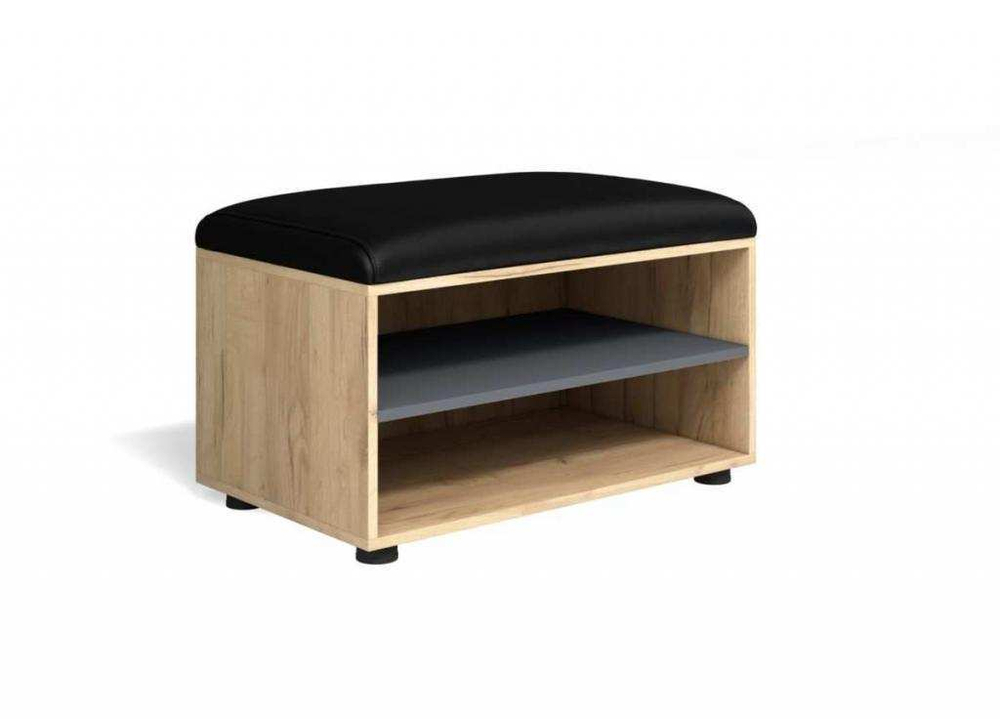 Обувница Мини-Лайт МЛ-8 дуб крафт/графит/черный к/з