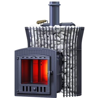 Банная печь Авангард 25П2 ЗК Ураган в сетке Тюльпан