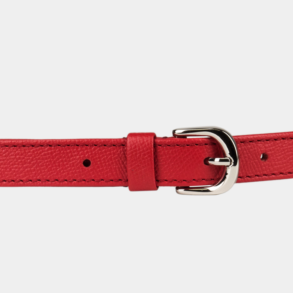 Ремень женский 20 мм из кожи сафьяно, красного цвета