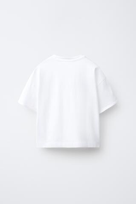 ZARA ОДНОТОННАЯ ФУТБОЛКА, БЕЛЫЙ