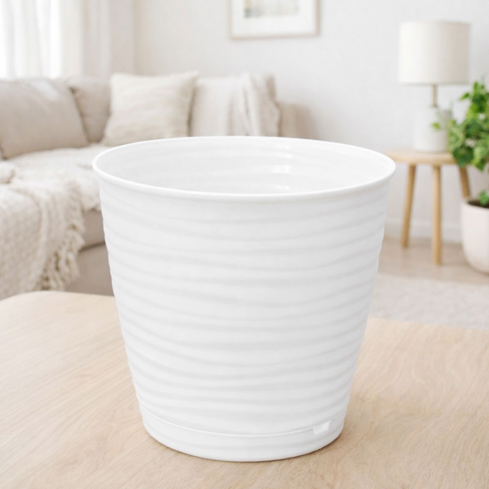 Горшок цветочный Saffron 1,5л с поддоном (белый)