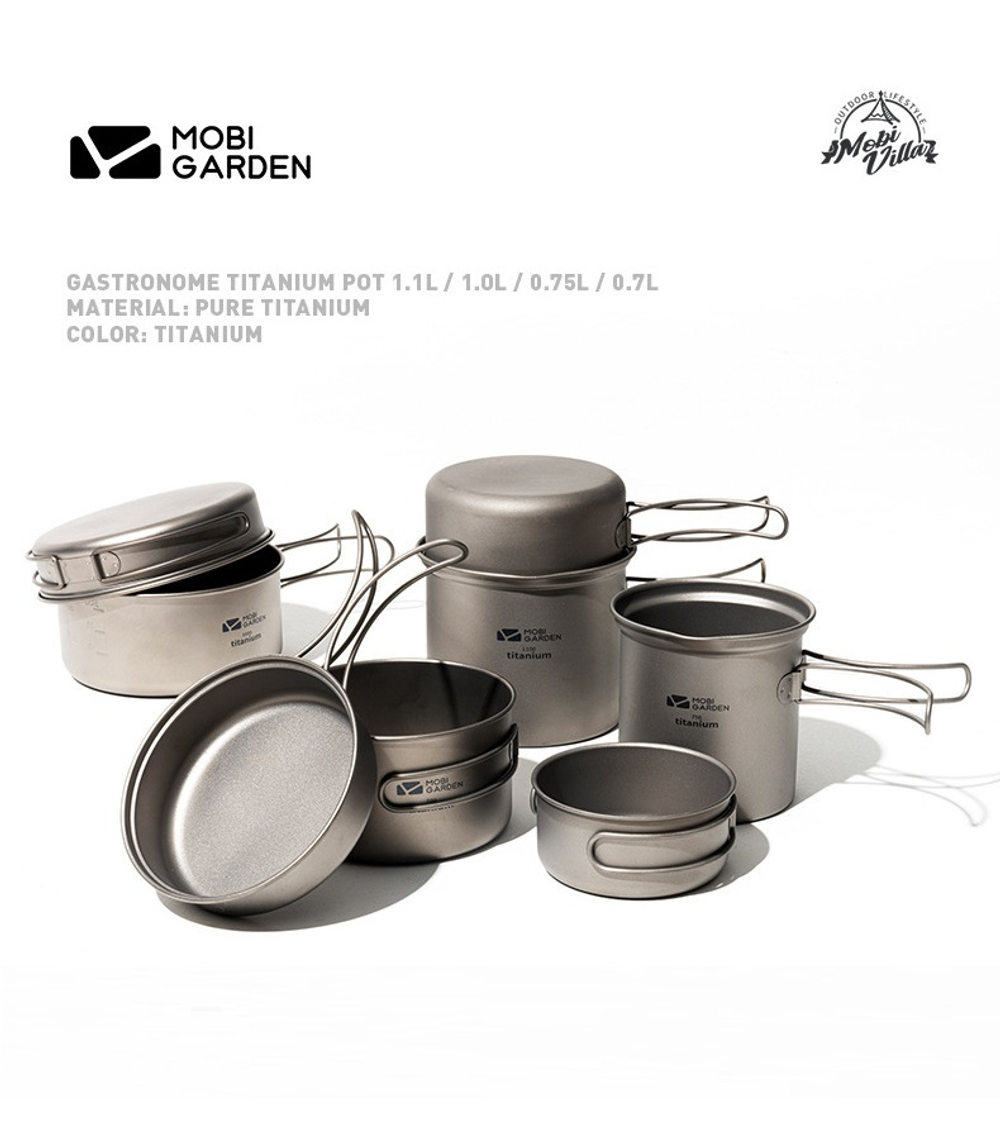 Котелок титановый 0,75 л с крышкой-сковородкой 0,28 л (Mobi Garden)
