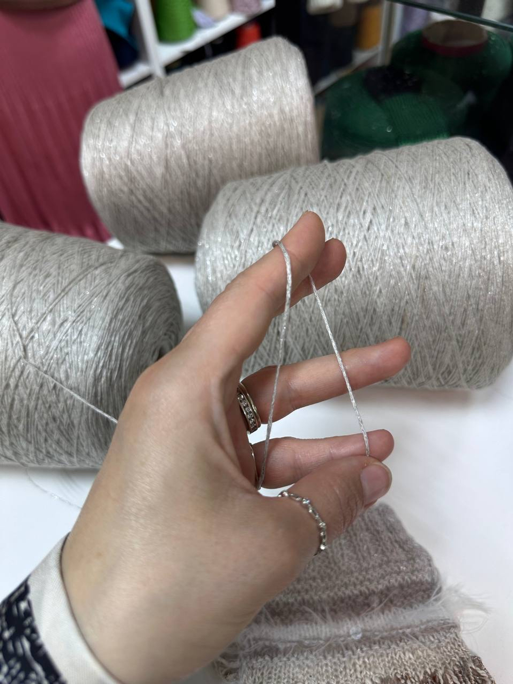 SHINELINO - Fashion Mill; 92% лён, 8% люрекс; 400м/100гр; цвет: бежевый; S501