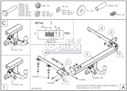 Фаркоп оцинкованный Galia S076C для Subaru Legacy WAG (BP), Subaru Outback 4WD 2004-2009(паспорт и сертификат в комплекте)(без электрики)