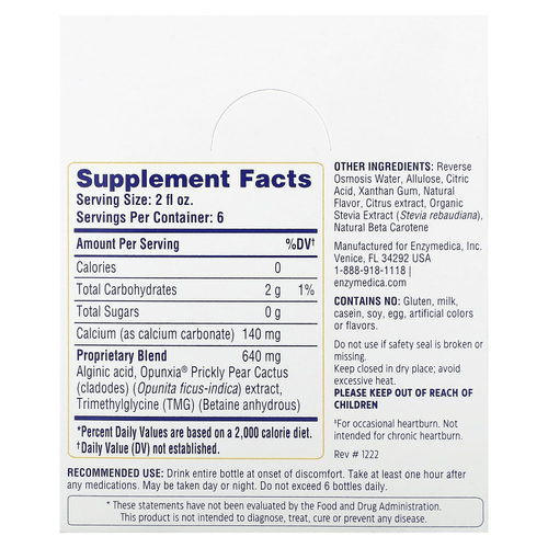 Enzymedica, Средство от изжоги, 6 флаконов по 2 жидк. унц.