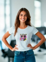 Футболка больших размеров с принтом пантера