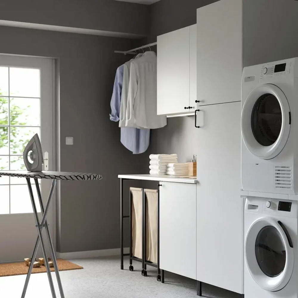 Комбинация для ванной - IKEA ENHET,  190x63.5x222.5 см, белый/антрацит, ЭНХЕТ ИКЕА