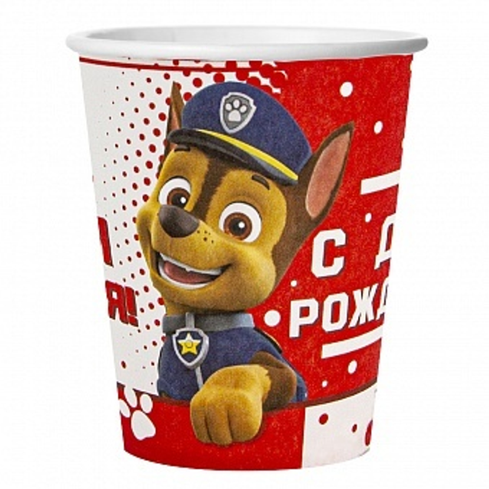 Стаканы (250 мл) Щенячий Патруль С Днем Рождения Красный 6 шт.