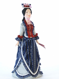 Кукла-шкатулка фарфоровая коллекционная Дама в костюме 18 века