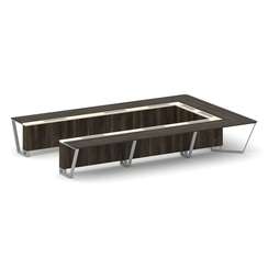 Steel Meet Стол переговорный П-образный KM-PR.B.SP-15P Дуб Мали/Ваниль Глянец/Металл Серый 4800*3200