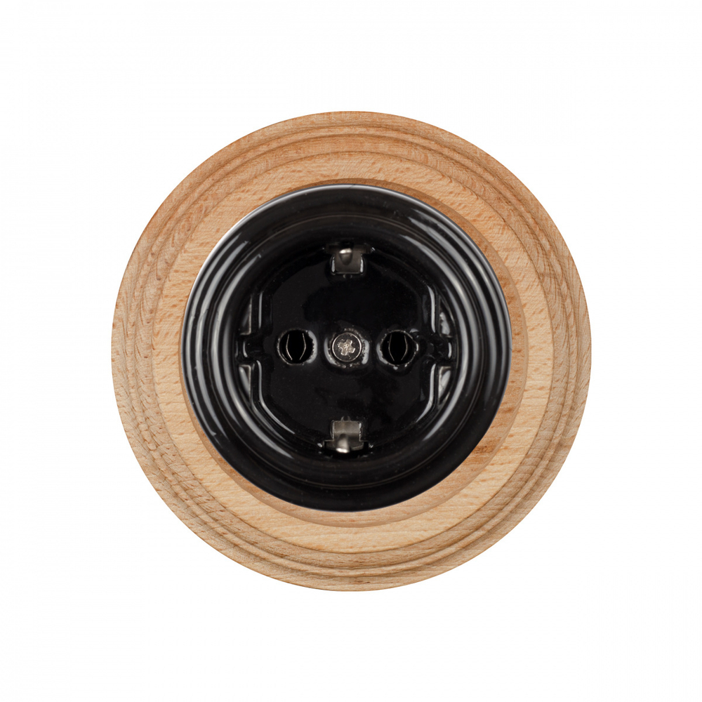 Розетка с З.К., керамика, цвет черный B1-101-03