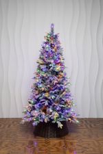 Заснеженная елка с гирляндой 2в1 "Скандинавия" с шишками (Литая+пвх) 210 см / 2,1 м