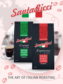 Кофе SantaRicci Espresso Italiano, молотый, арабика, для турки, кофеварки, 200 г