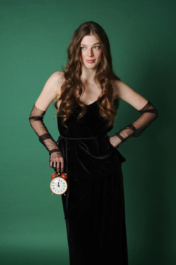 Юбка прямого кроя из бархата, "Пока часы 12 бьют"